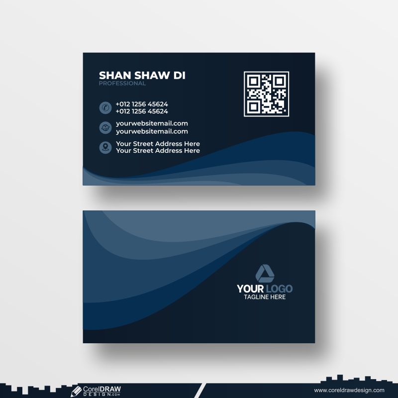 blue difference shades business card design dowanload