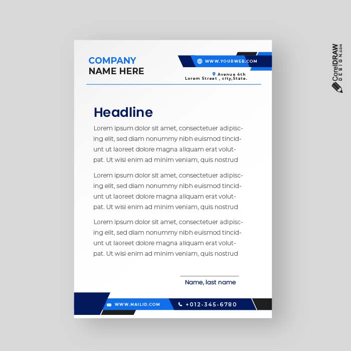 Blue Duotone Letterhead Template with abstract colors