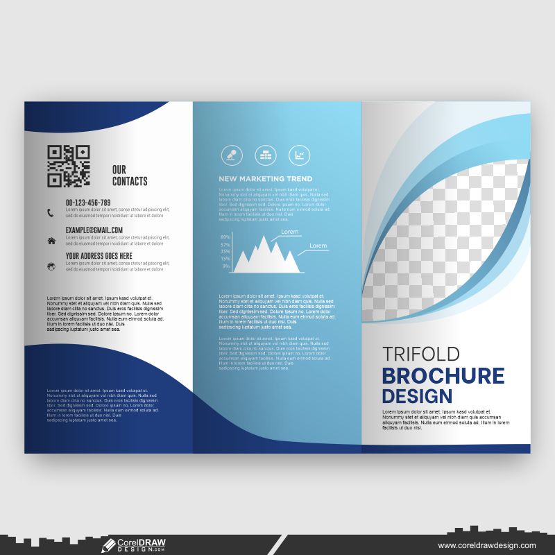 blue gradient corporate business trifold brochure design template vector