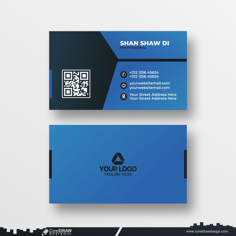 blue premium business card design dowanload