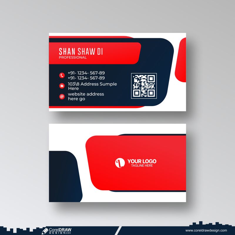 Download blue & red business card stylish design cdr | CorelDraw Design ...