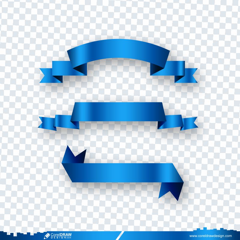 Blue Ribbon Isolated On CDR Free Png