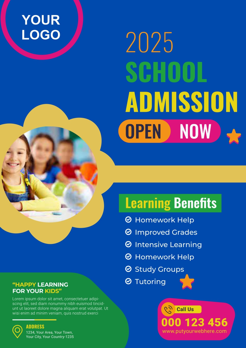 Blue School Addmission Banner Vector Deisgn Download For Free With Free Cdr File 