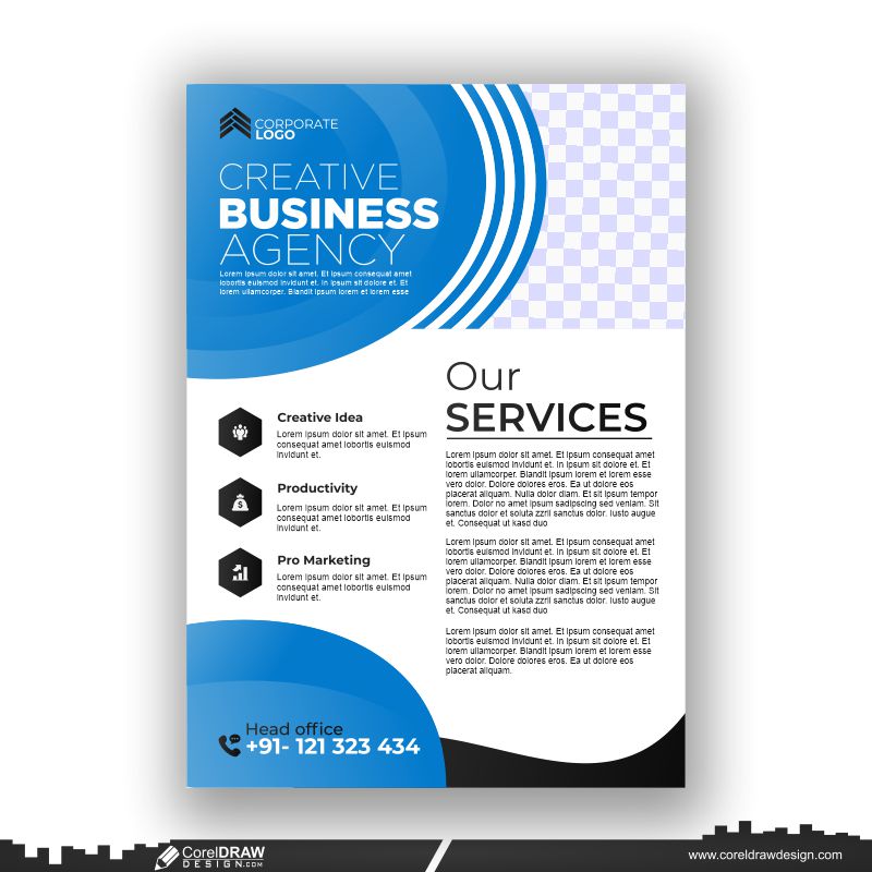 blue style business flyer design template premium free design