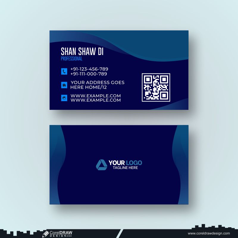 blue unique business card design cdr vector