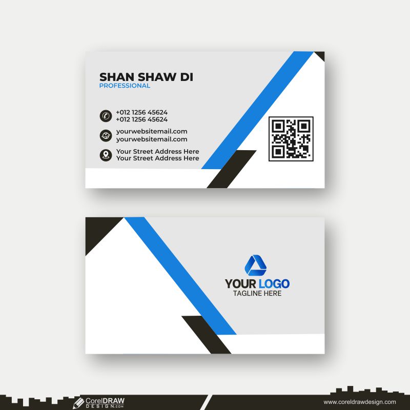 blue & white abstract business card design download