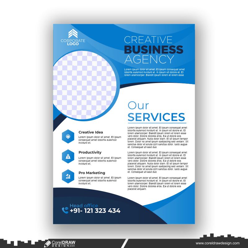 blue & white background business flyer design template premium flyer