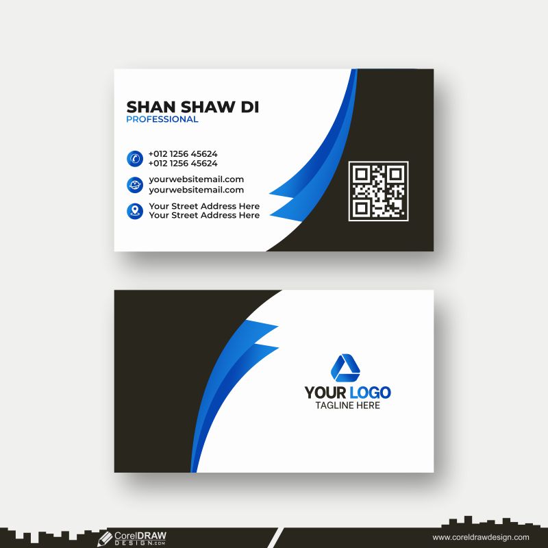 blue & white business card design download 