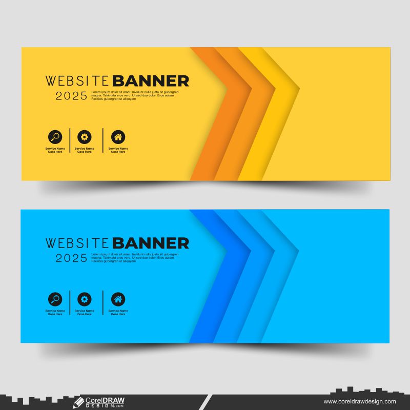 Blue & yellow Website Banner Design Premium vector