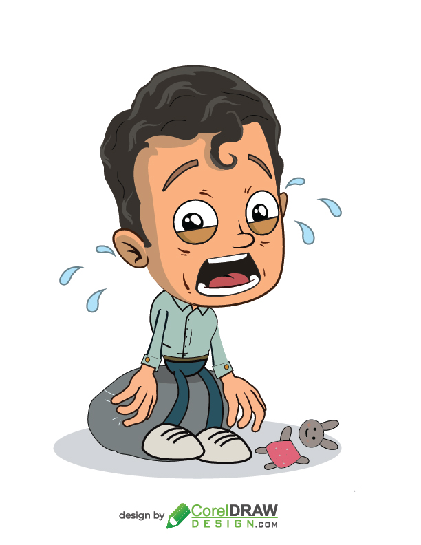 Boy Crying Poster Illustration Free Vector