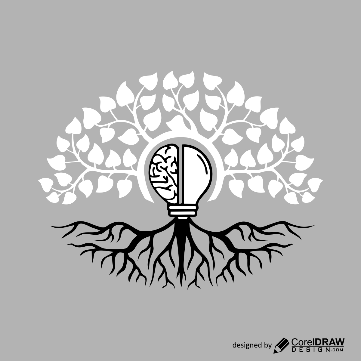Brain tree logo vector design download for free