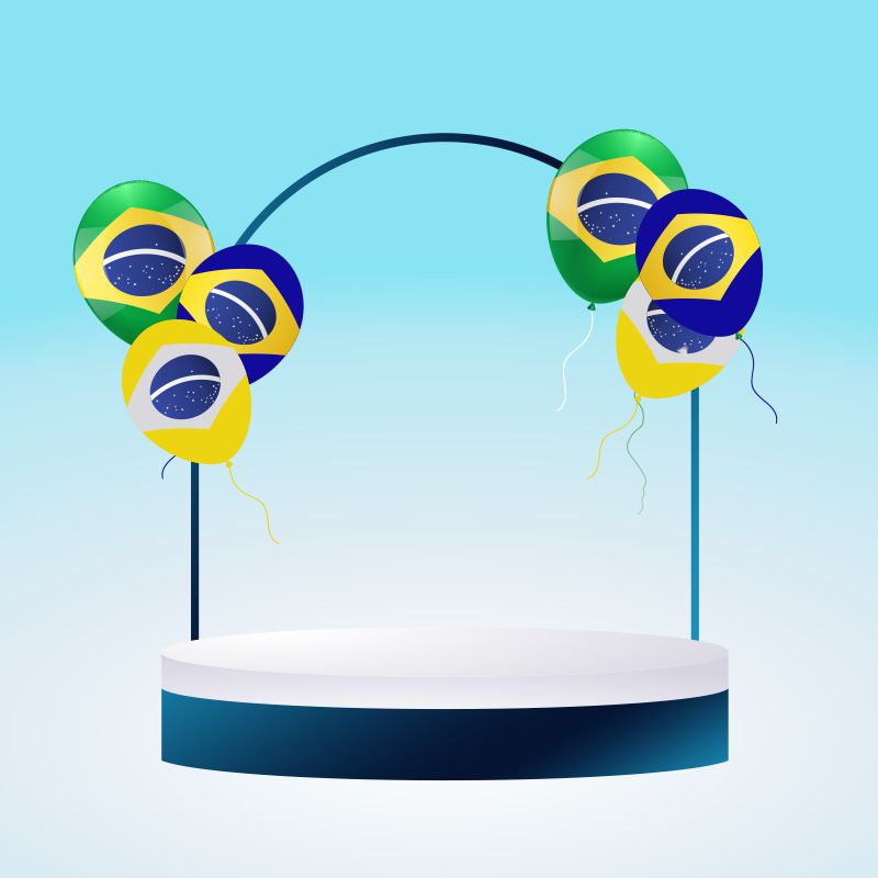 Brazil Independence Day Podium Sale With Brazil Flag Color Balloons Download CDR.