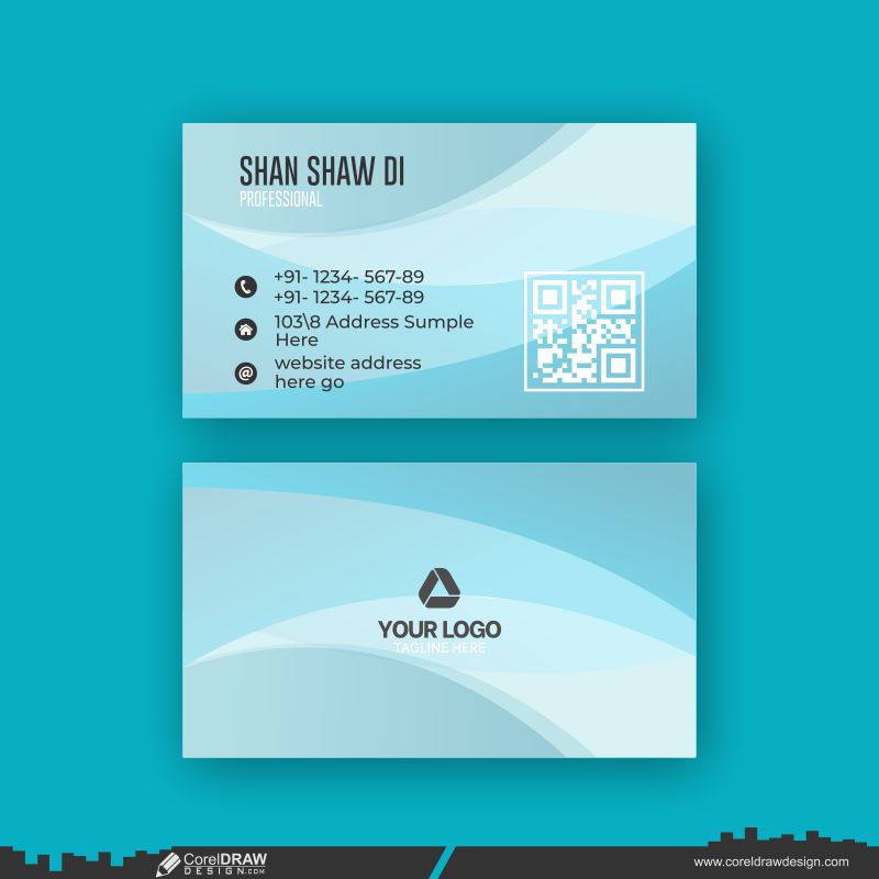 business card sky blue design cdr