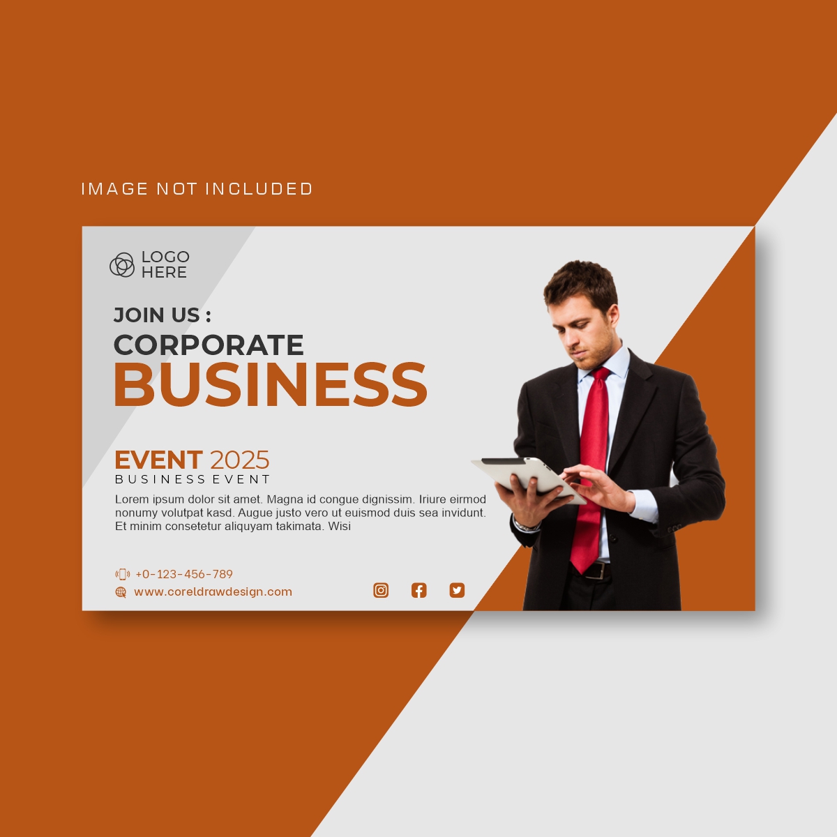 Business Event Banner Concept With Man Working Free Vector