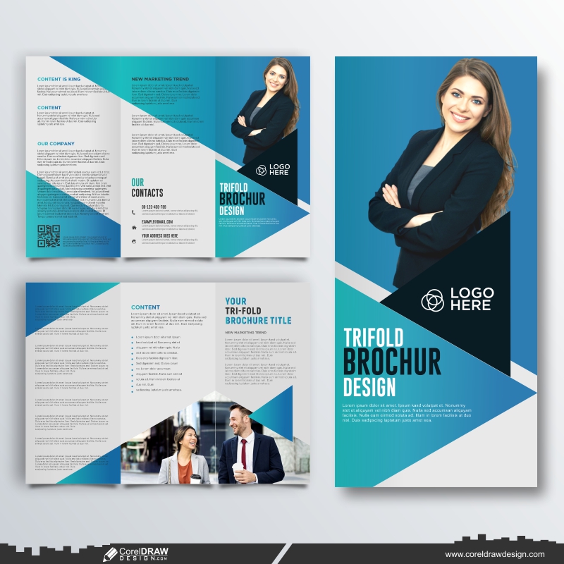 Business Trifold Brochure Template Design Free CDR
