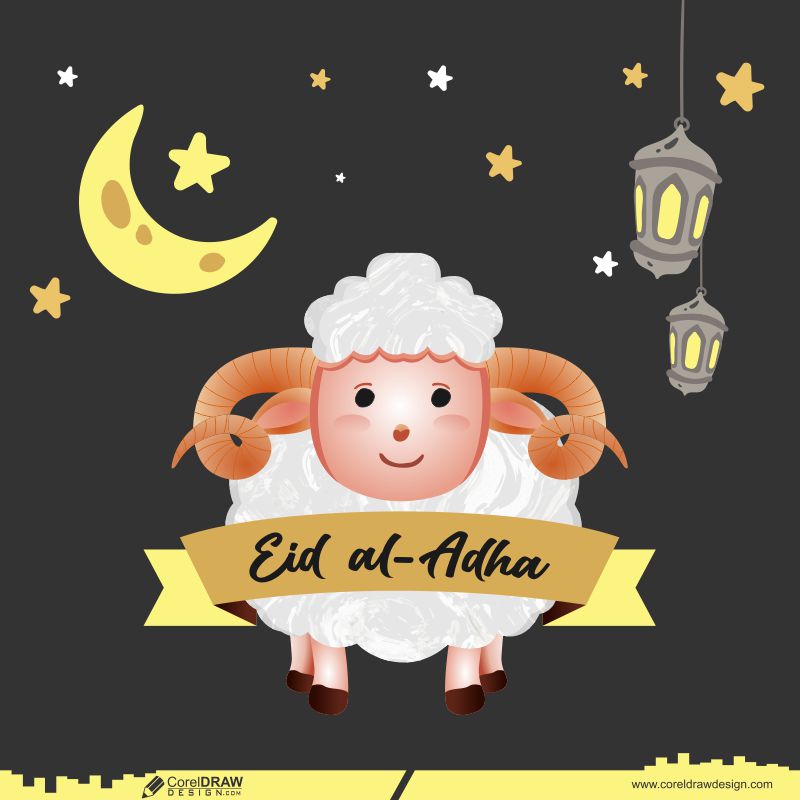 Cartoon Eid Al Adha Mubarak Background Vector