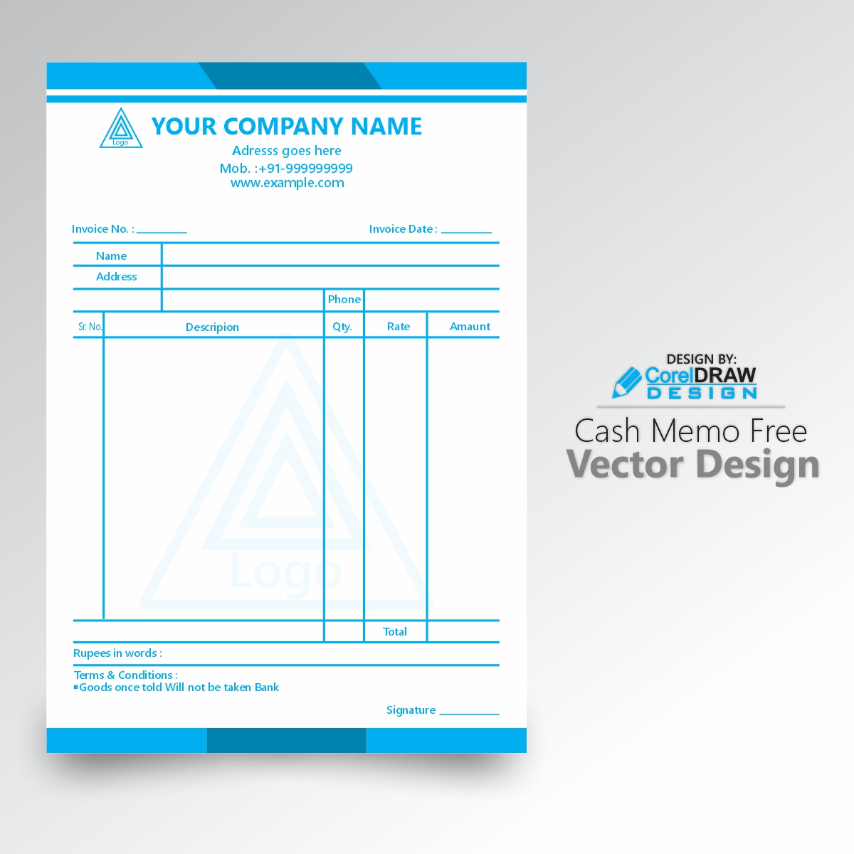 Cash Memo Free Vector Design