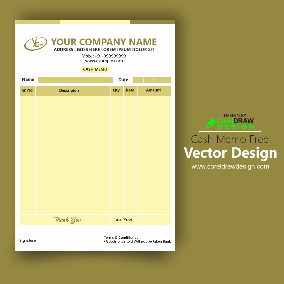 Download Cash Memo Free Vector Design | CorelDraw Design ...