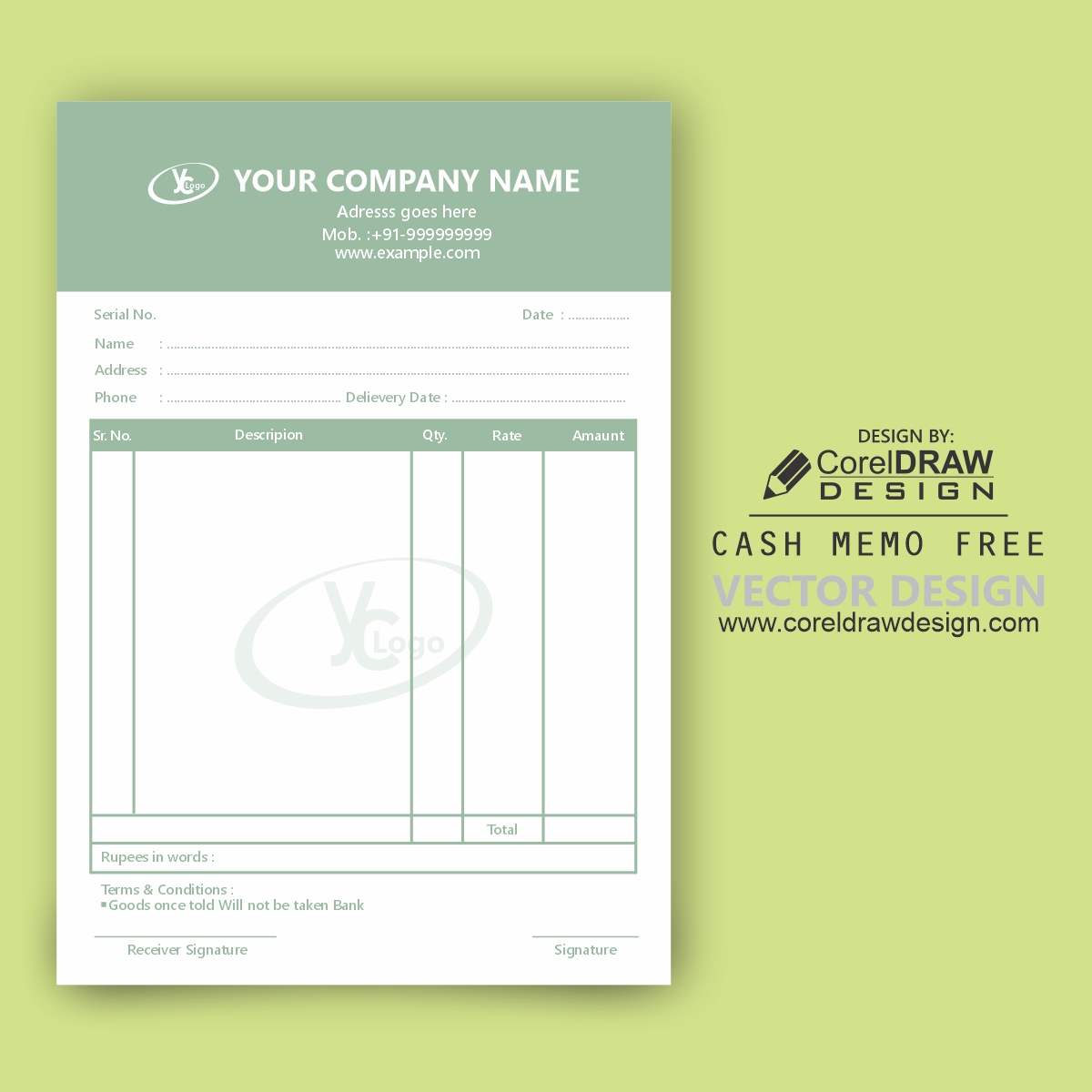 Download Download Cash Memo Free Vector Design | CorelDraw Design (Download Free CDR, Vector, Stock ...