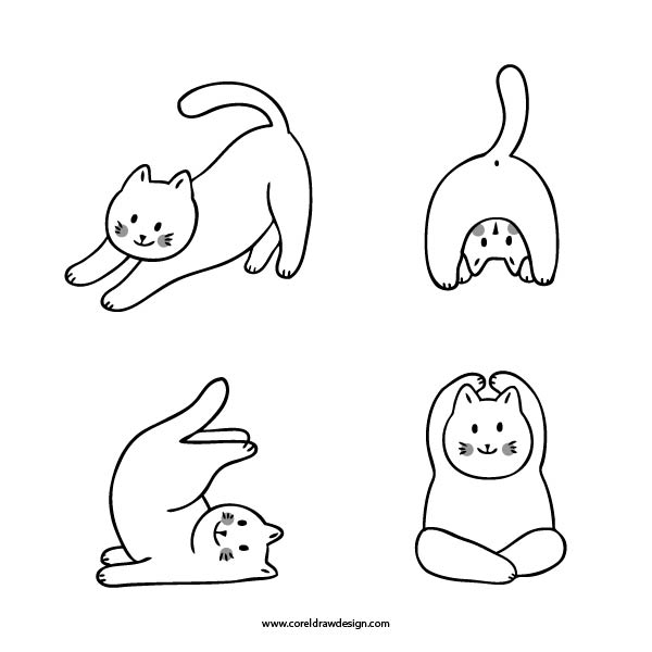 Cat Doodle Meme Yoga  Trending 2021 Coreldraw Free Template Illustrator Download