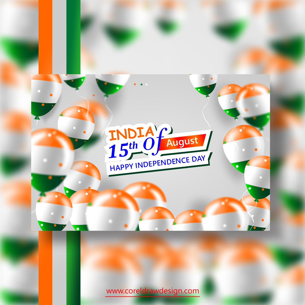 Celebrating India Independence Day Realistic Balloon Background
