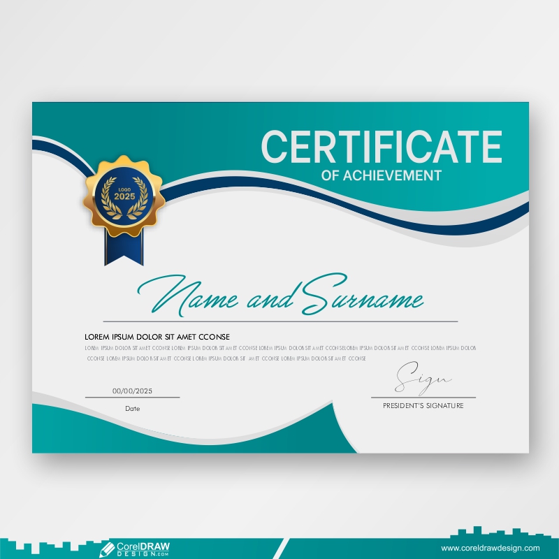 Download Certificate Of Achievement Template Free Vector CorelDraw 