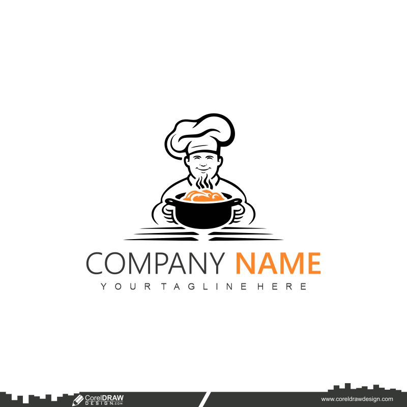 chef with food restaurants logo design template cdr