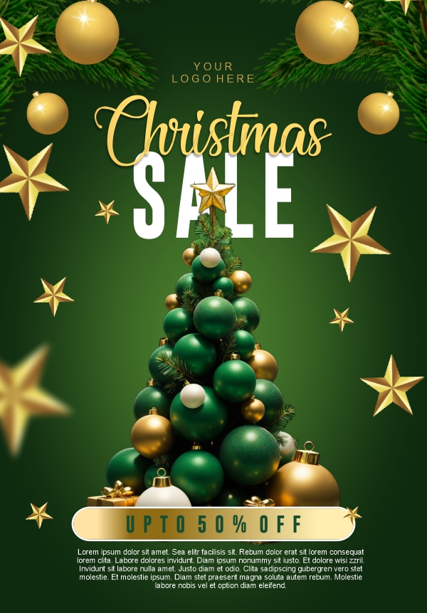 Christmas 2025 Sale Poster Design CDR Template Download For Free