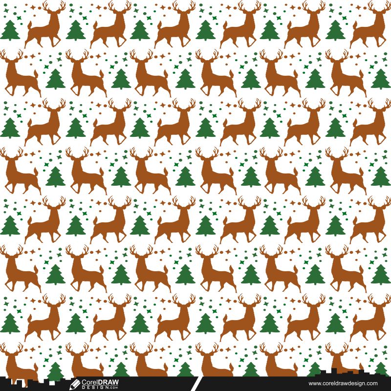 christmas background design deer & tree cdr