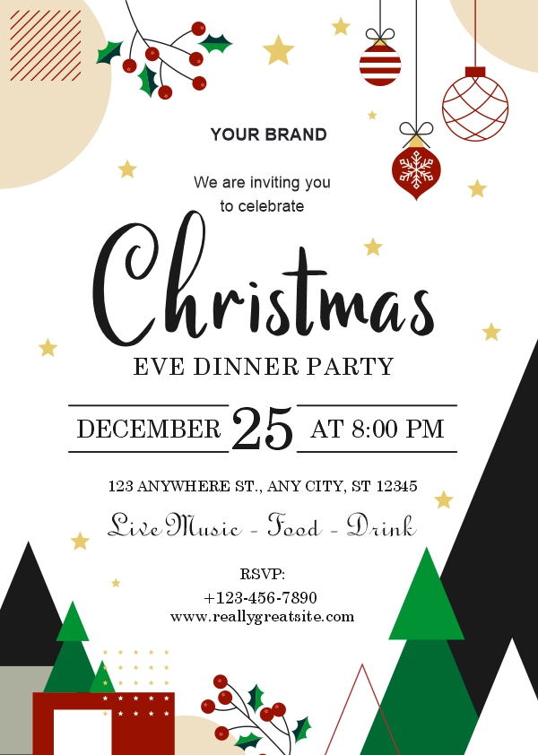 Christmas party invitation card poster design download now