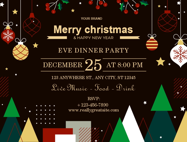 Christmas party invitation card poster design download now for free