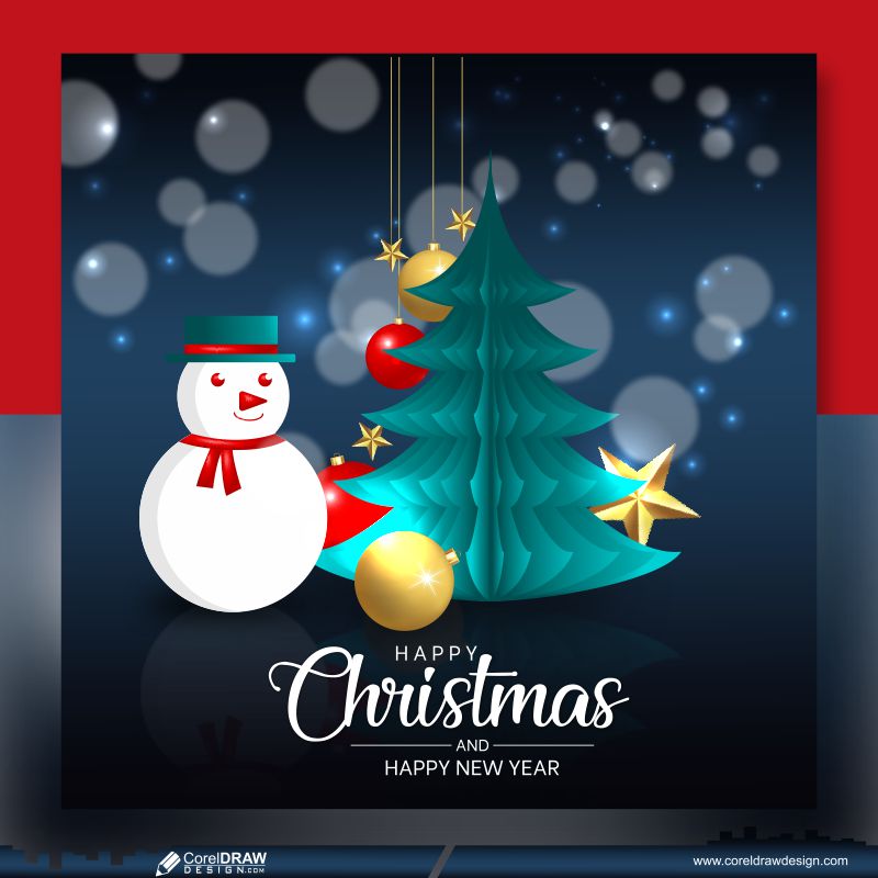 Christmas theme with santa and Tree Free Vector Banner