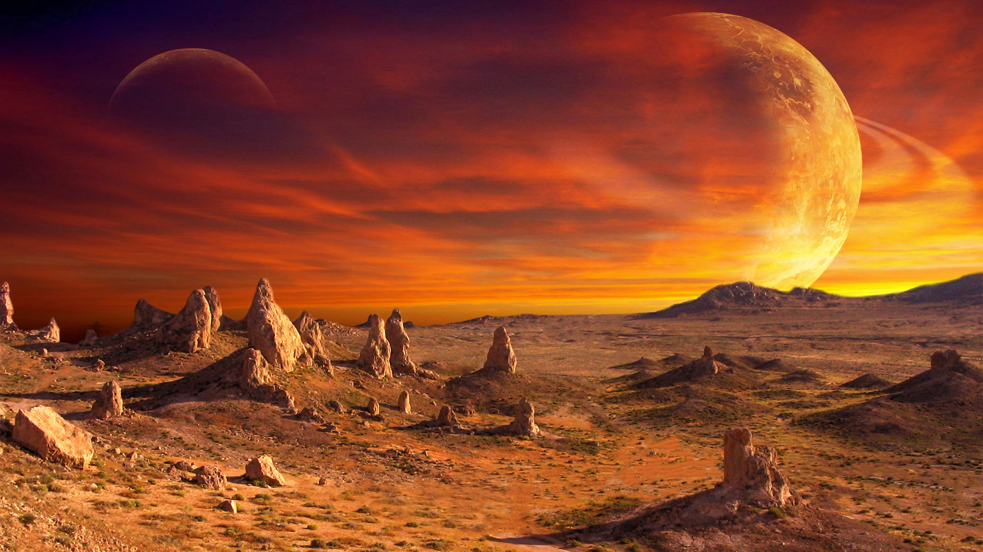 Cinematic Mars Landscape view from the land hd 4k image