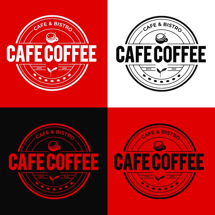 Circular Conceptual  Monogram cafe red and white coffee logo vector