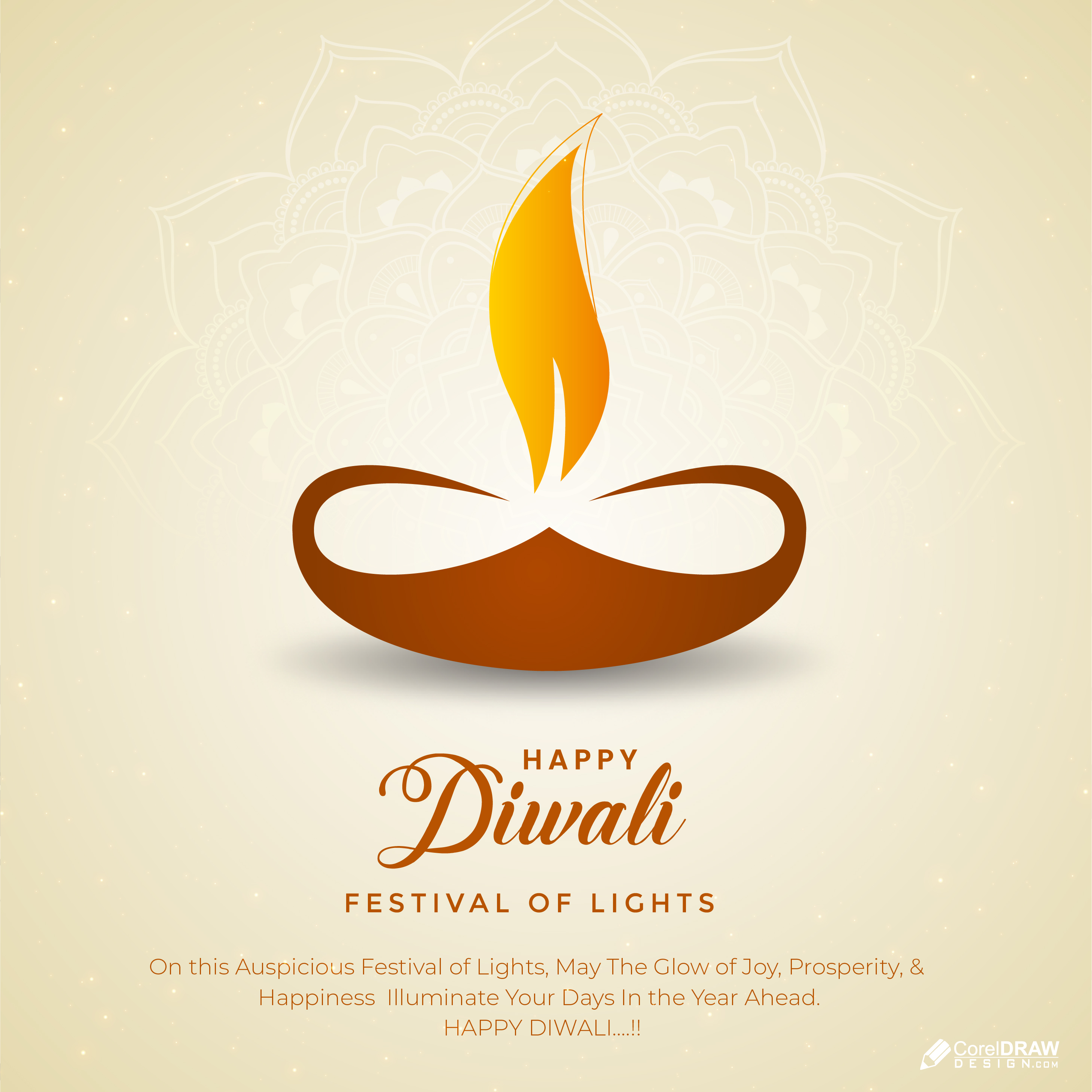 Clean Elegant Simple Happy Diwali Diya Vector Wishing Card