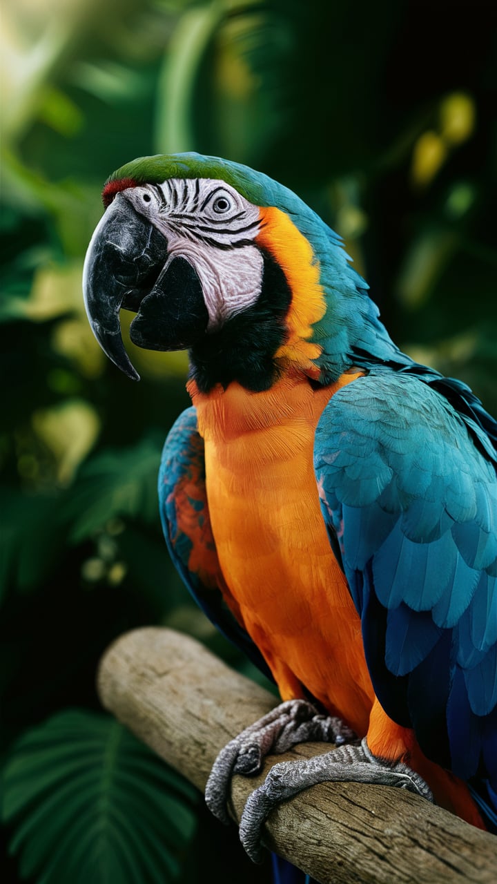 Closeup of parrot in forest stock image