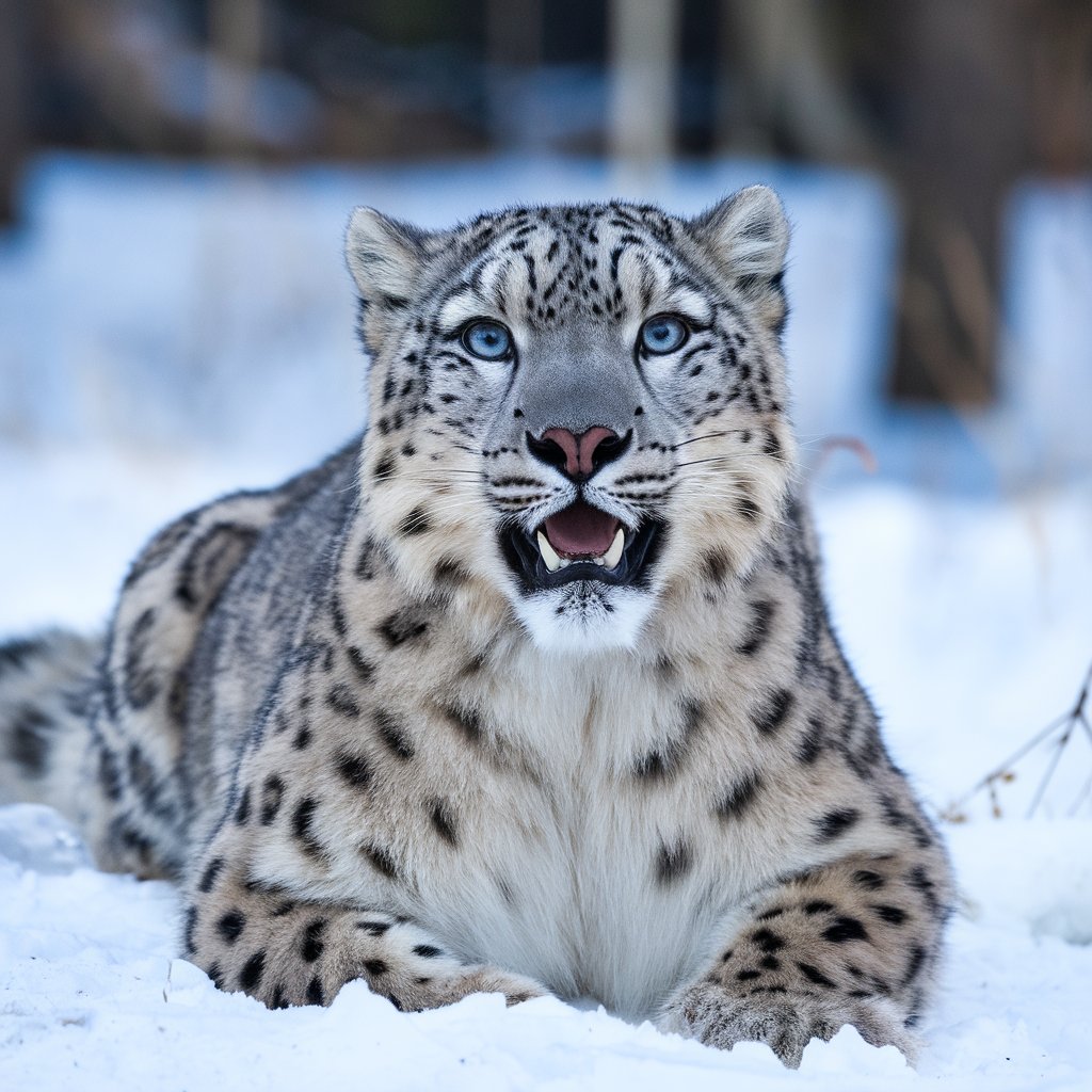 Closeup shot of snow leopard 4k stock image