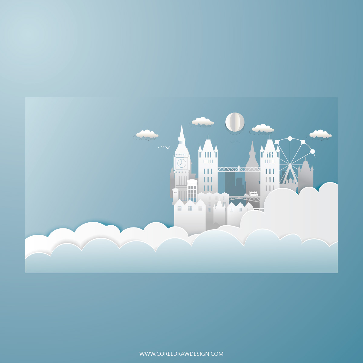 Cloudy London Papercut Background