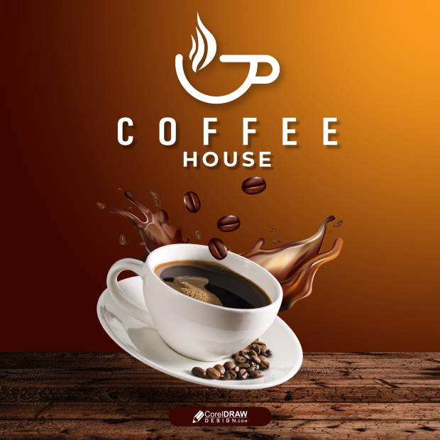 Coffee shop drink menu promotion instagram post social media post banner, coffee house logo, free vector template on coreldrawdesign