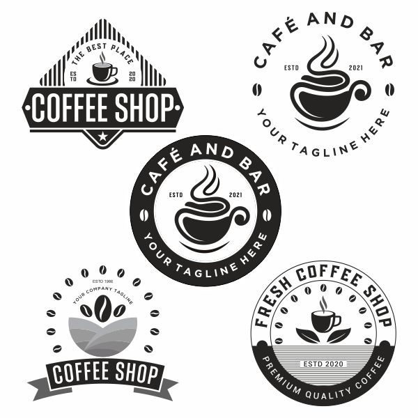 Coffee shop logo sticker design CDR file download now free