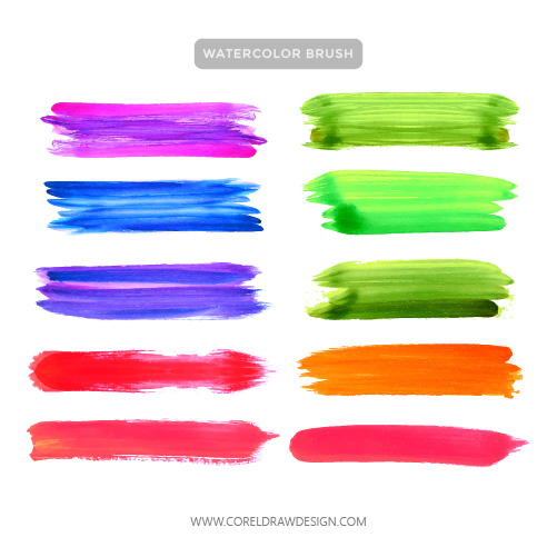 Colorful  Watercolour Brushes Vector