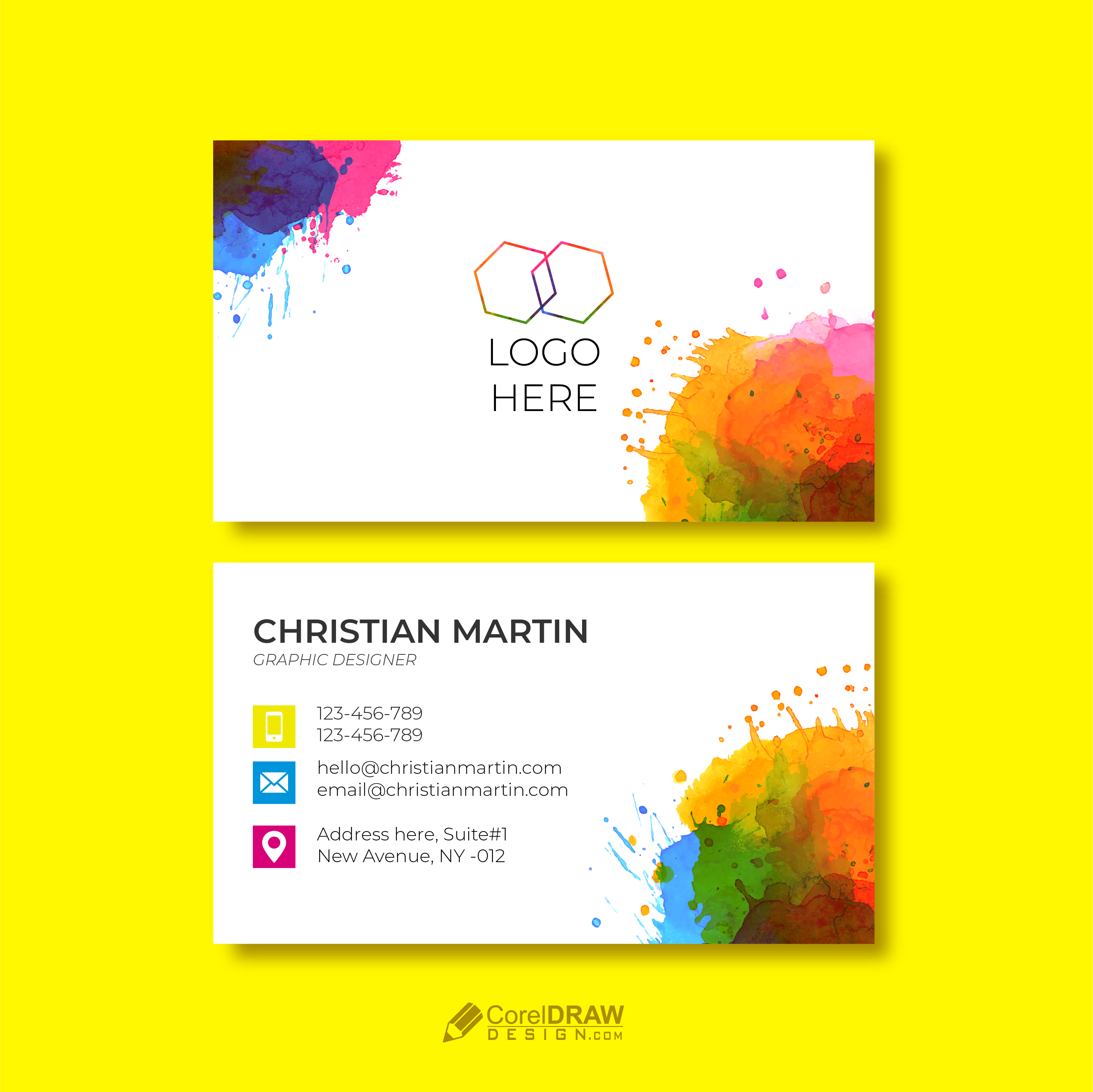 Colorful Colorsplash Business Card
