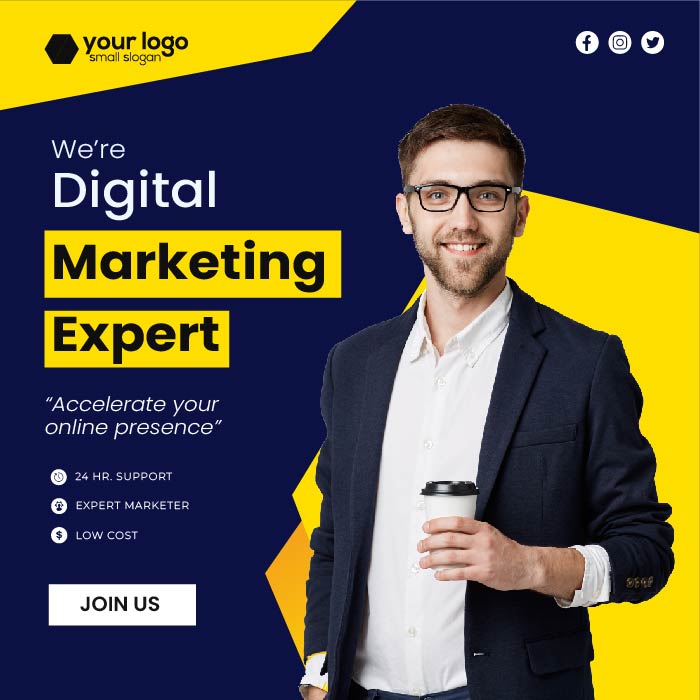 Colorful Creative digital marketing agency flat template banner free