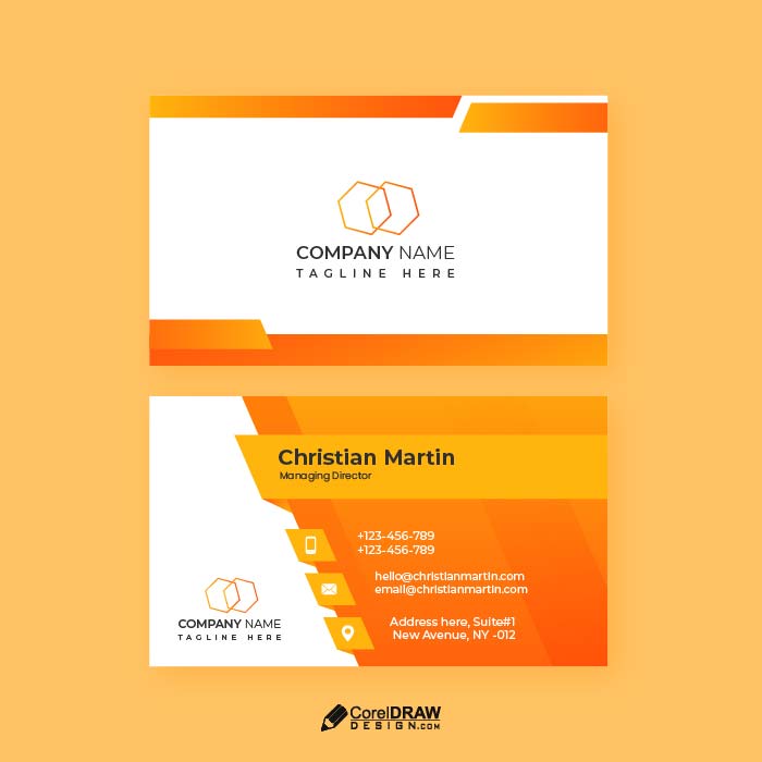 Colorful Gradient Corporate yellow Business Card Vector