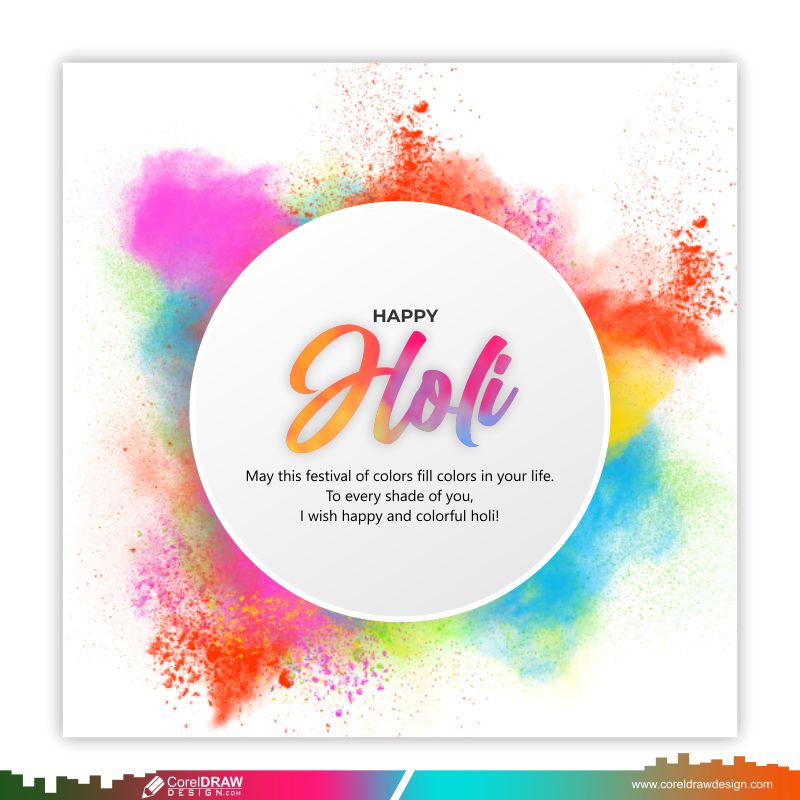Colorful Holi Greeting Card Editing Background Vector Design Free 