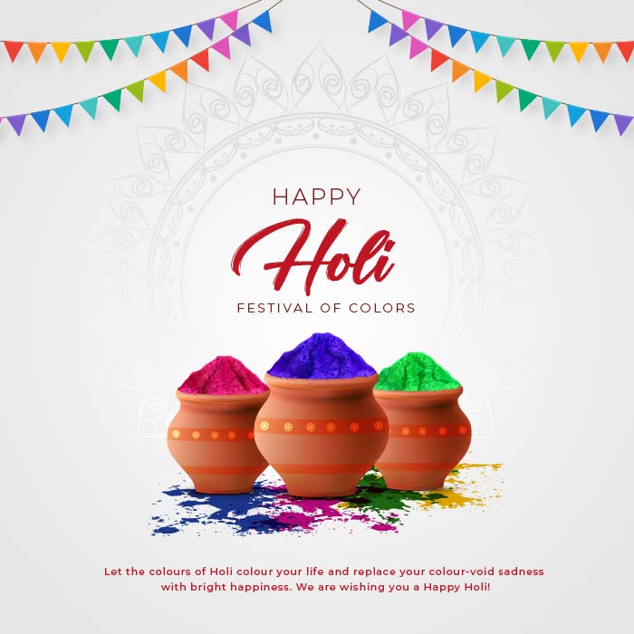 Colorful holi wishes card vector template