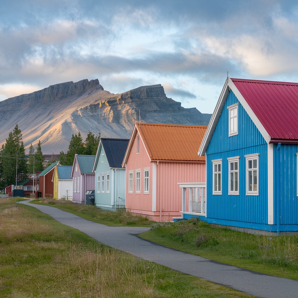 Colorful houses of iceland scenery hd image