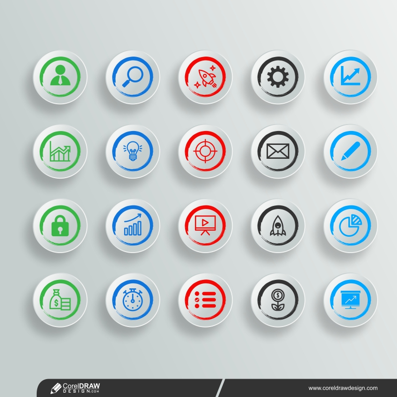 Colorful Infographic Icons With Social Media Logos Free Vector