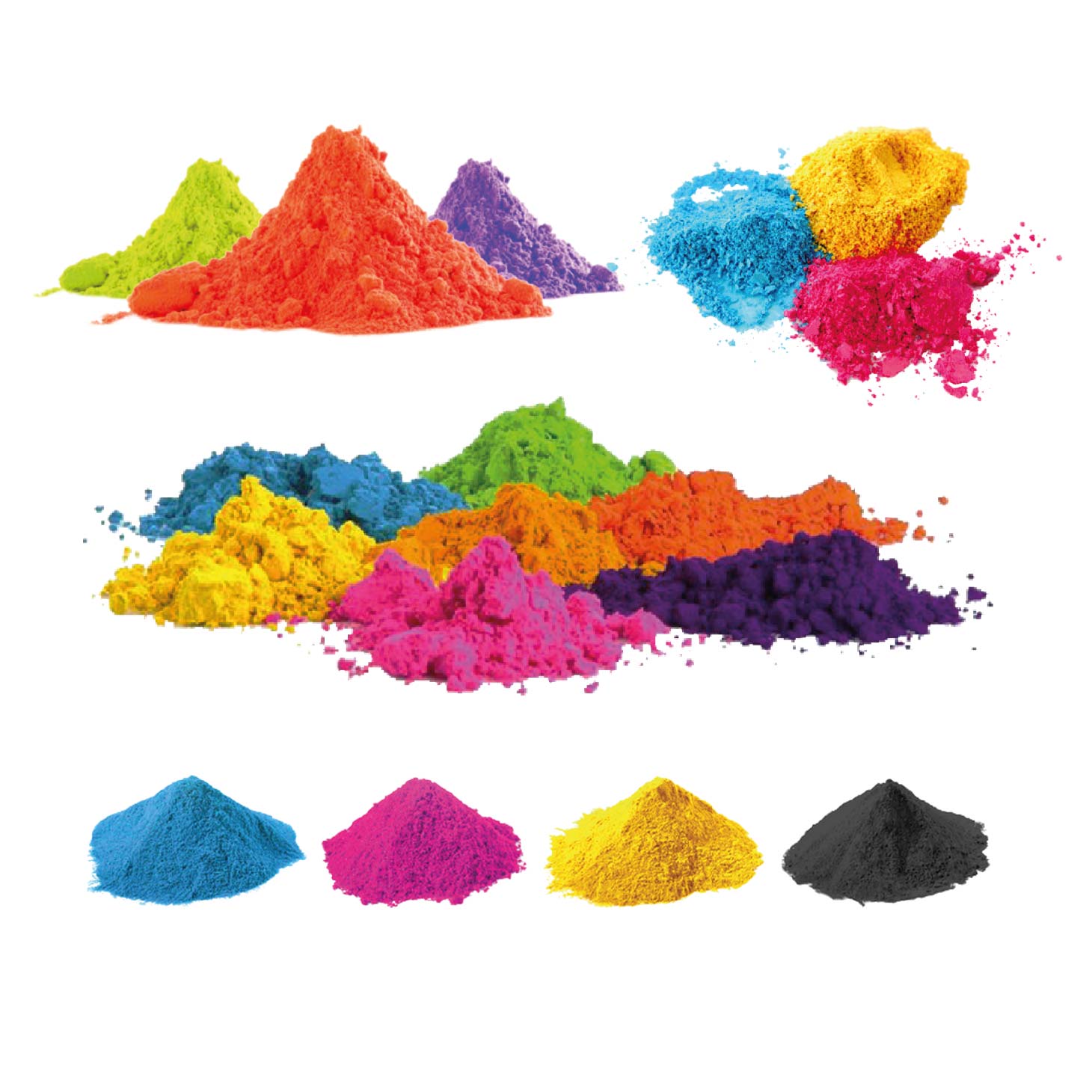 colorful various holi gulal powder color all in one collection png