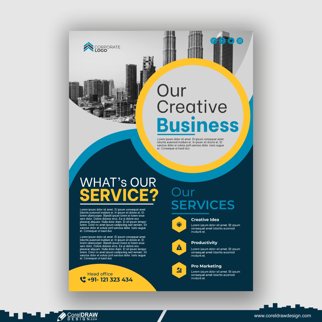 company flyer cover design template premium free design vector Free